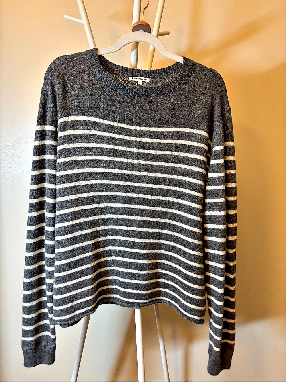 Reformation Cashmere Boyfriend Striped Sweater Medium